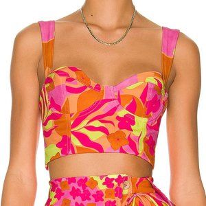 NEW Agua Bendita x REVOLVE Lupe Top in Multi Neon Pink Orange Retro Small S